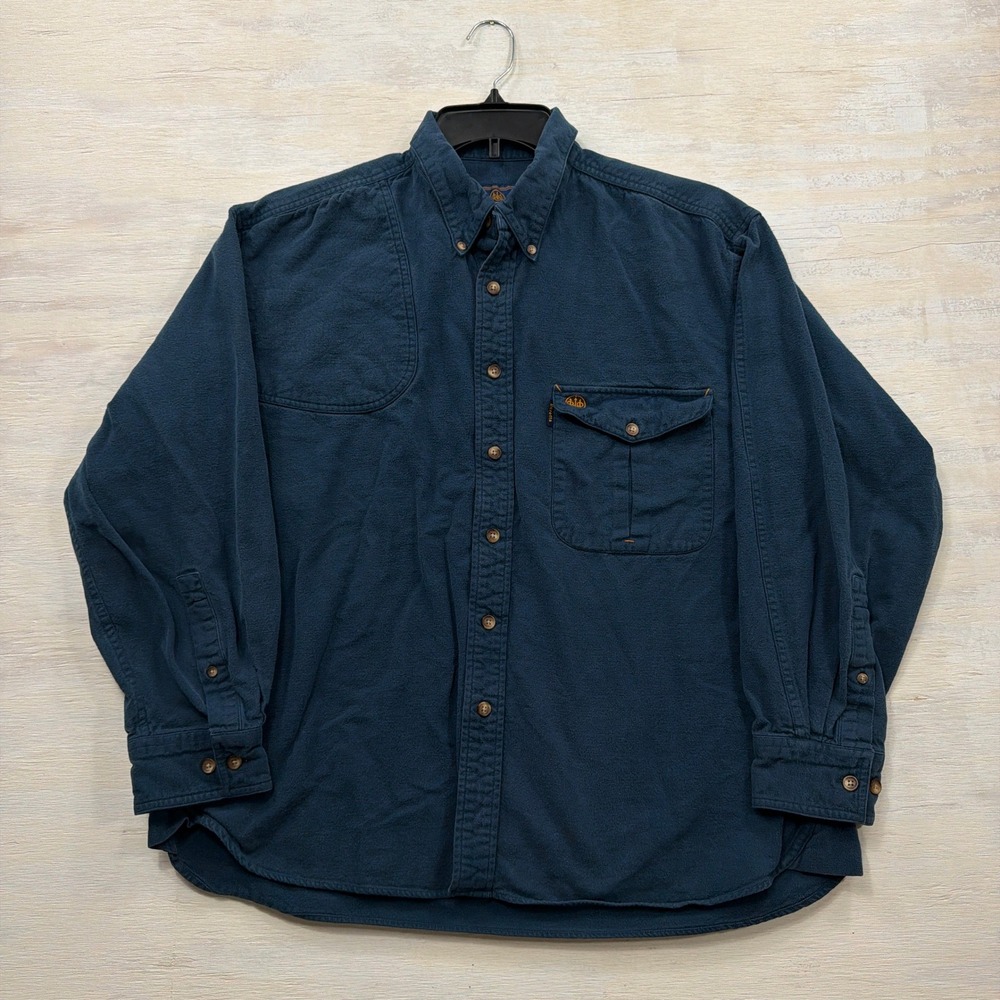 Beretta Button Down Shirt XL Flannel Shooting Patch Blue Mens